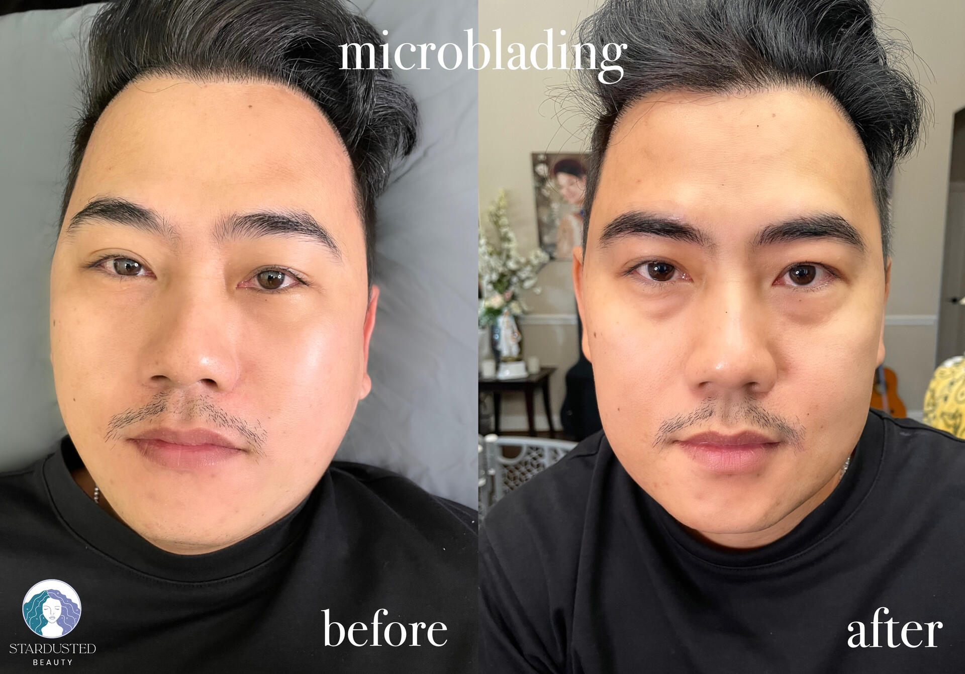 asian men's microblading before and after, natural pmu result
