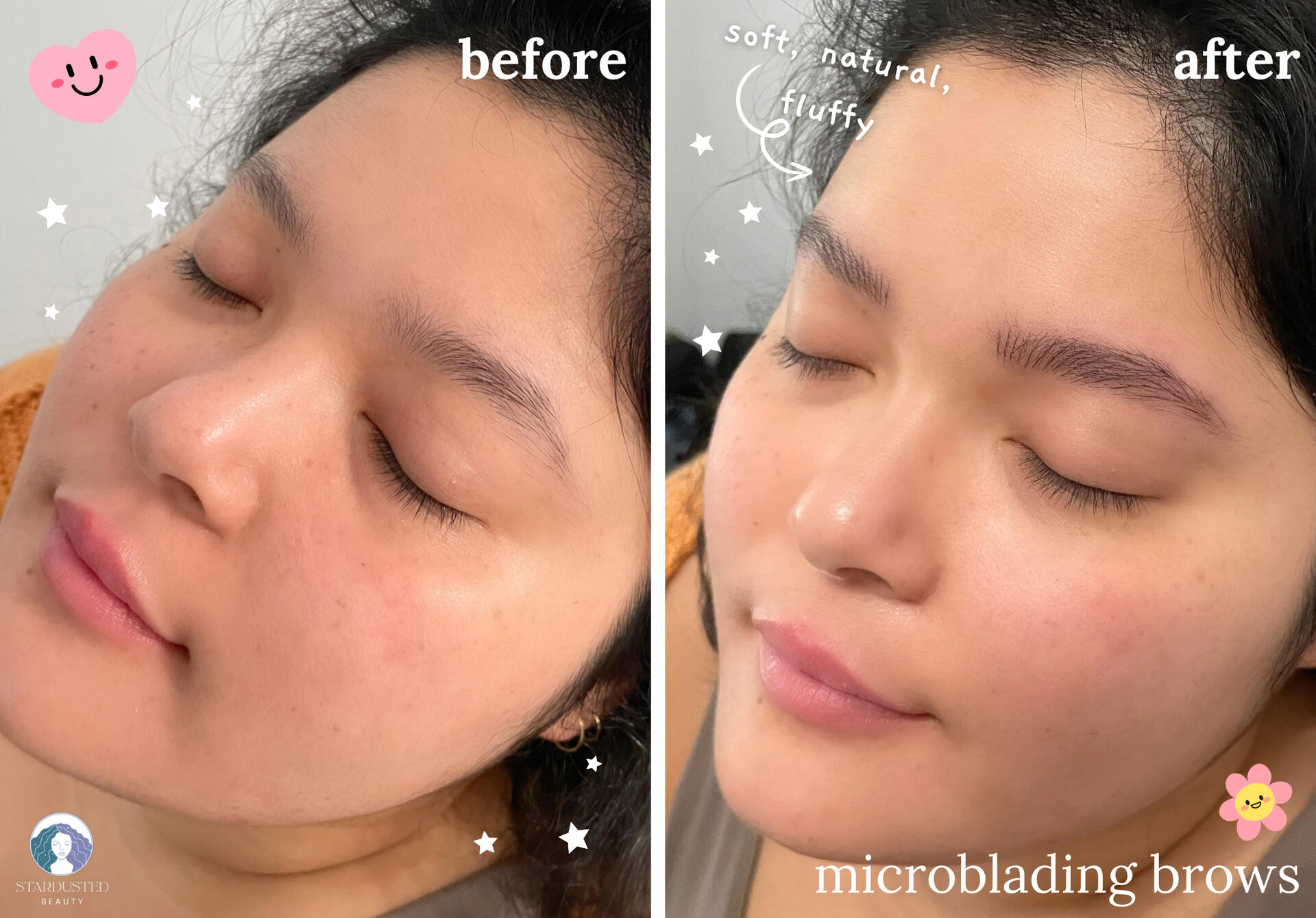 men's microblading before and after, natural pmu brow results